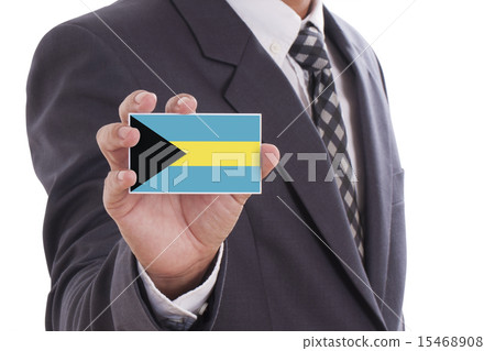 Businessman hand showing Bahamas Flag  15468908