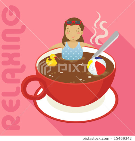 woman in red cup of hot coffee 15469342
