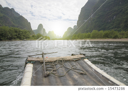 China Guilin Lijiang River rafting, beautiful river. 15473286