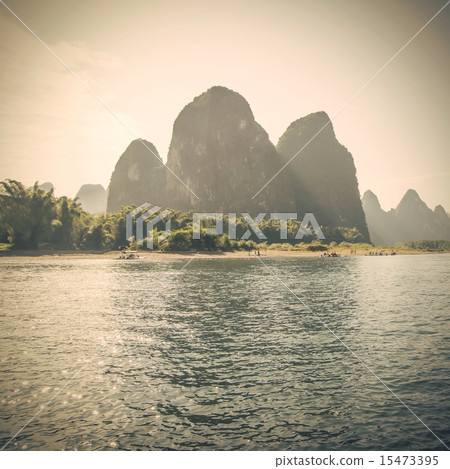 China Guilin Lijiang River rafting, beautiful river. 15473395