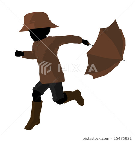 African American Rain Boyl Silhouette Illustration African American Rain Boyl Silhouette Illustration 15475921