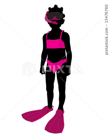 African American Girl Snorkel Silhouette Illustration 15476760