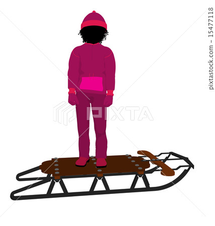 African American Girl On A Sled Silhouette African American Girl On A Sled Silhouette 15477118