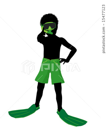 African American Boy Snorkel Silhouette Illustration 15477123