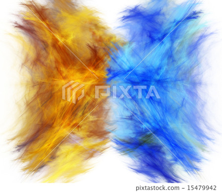 Fantastic golden luminous mist mixed with its negative reflection.Fractal art graphics 15479942