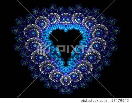 Symbolic diamond heart-shaped blue heart that symbolizes love. Fractal art graphics 15479943