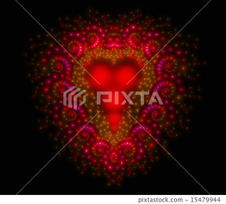 Symbolic diamond heart-shaped red heart that symbolizes love. Fractal art graphics 15479944