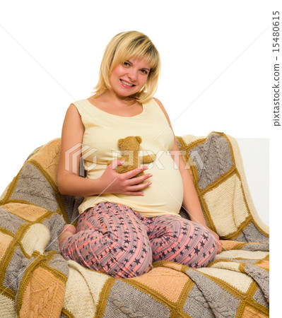pregnant woman in bed 15480615