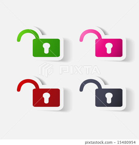Paper clipped sticker: lock Paper clipped sticker: lock 15480954