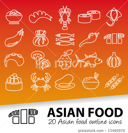 asian food outline icons 15480978