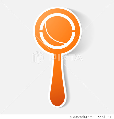 Paper clipped sticker: rattle 15481085