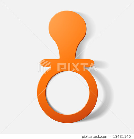 Paper clipped sticker: baby pacifier, soother Paper clipped sticker: baby pacifier, soother 15481140