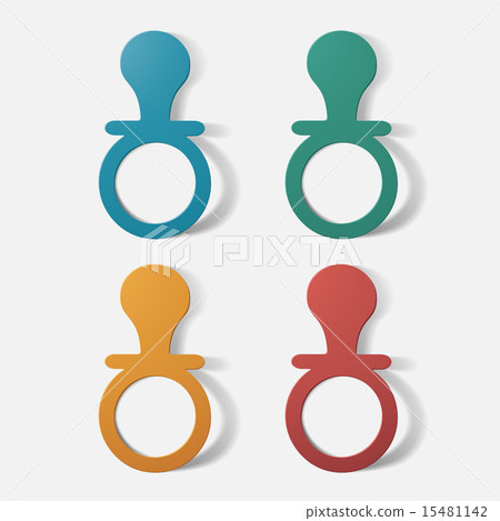 Paper clipped sticker: baby pacifier, soother Paper clipped sticker: baby pacifier, soother 15481142