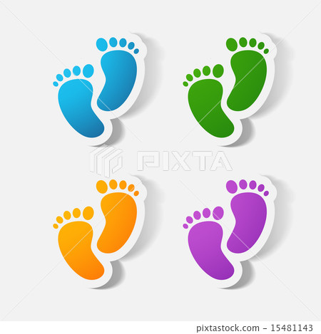 Paper clipped sticker: Footprint symbol. Paper clipped sticker: Footprint symbol. 15481143