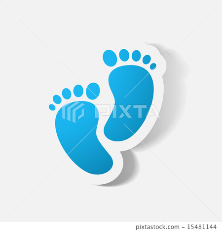Paper clipped sticker: Footprint symbol. Paper clipped sticker: Footprint symbol. 15481144