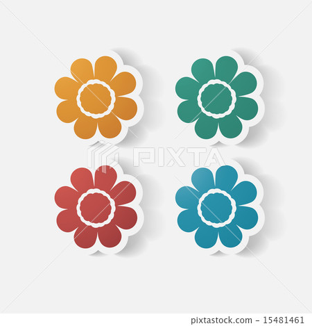 Realistic paper sticker: flowers. camomile 15481461