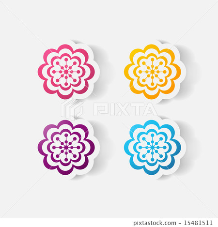 Realistic paper sticker: flowers. camomile 15481511