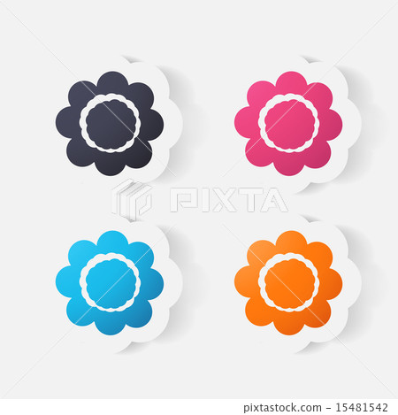Realistic paper sticker: flowers. camomile Realistic paper sticker: flowers. camomile 15481542