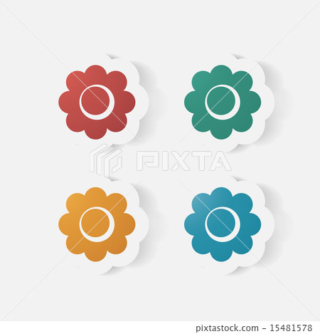 Realistic paper sticker: flowers. camomile Realistic paper sticker: flowers. camomile 15481578