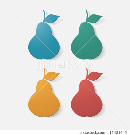 Paper clipped sticker: fruit, pear Paper clipped sticker: fruit, pear 15481643