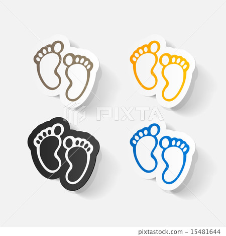 Paper clipped sticker: Footprint symbol Paper clipped sticker: Footprint symbol 15481644