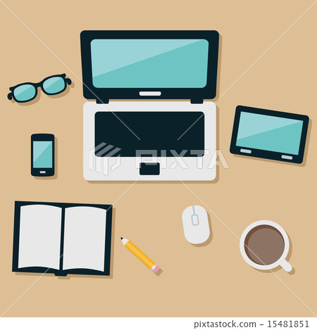 laptop and equipments on the table 15481851