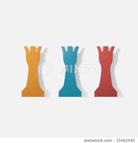 Paper clipped sticker: a chess piece, rook Paper clipped sticker: a chess piece, rook 15482430