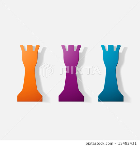 Paper clipped sticker: a chess piece, rook Paper clipped sticker: a chess piece, rook 15482431