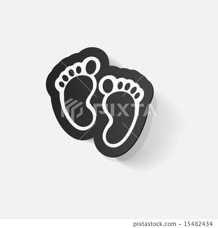 Paper clipped sticker: Footprint symbol Paper clipped sticker: Footprint symbol 15482434
