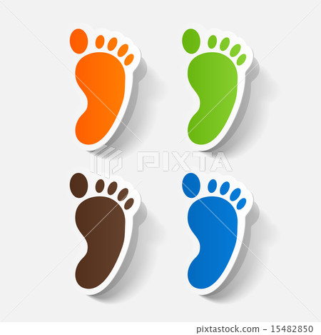 Paper clipped sticker: Footprint symbol Paper clipped sticker: Footprint symbol 15482850