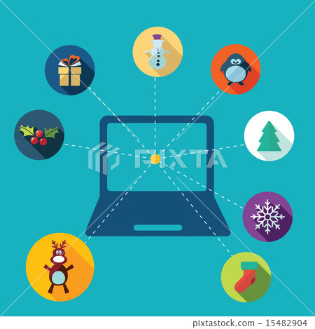 Flat concept, set modern design with shadow happy new year Flat concept, set modern design with shadow happy new year 15482904
