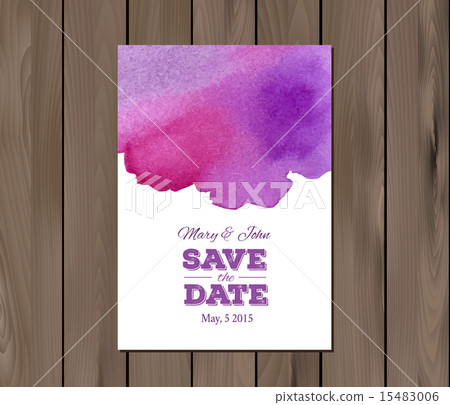 Vector wedding invitation with watercolor stain and typographic Vector wedding invitation with watercolor stain and typographic 15483006