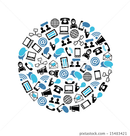 communication icons in circle 15483421