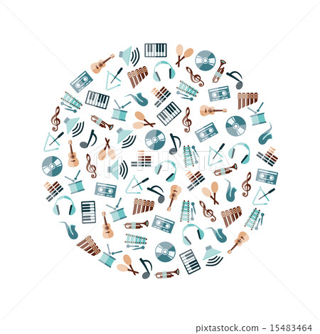 music flat icons in circle music flat icons in circle 15483464