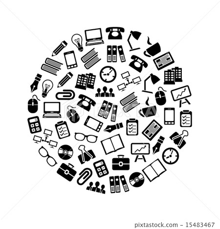 office icons in circle 15483467