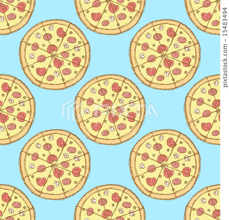 Sketch tasty pizza in vintage style Sketch tasty pizza in vintage style 15483494