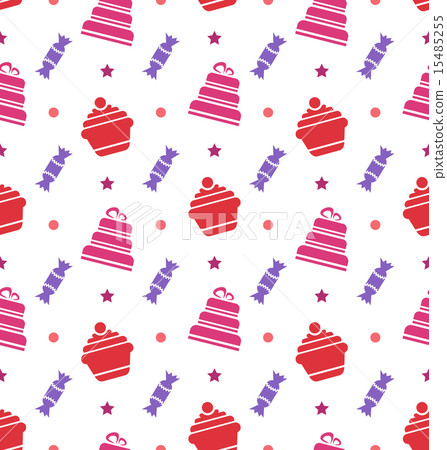 Seamless Texture with Cupcakes, Cakes and Candies Seamless Texture with Cupcakes, Cakes and Candies 15485255
