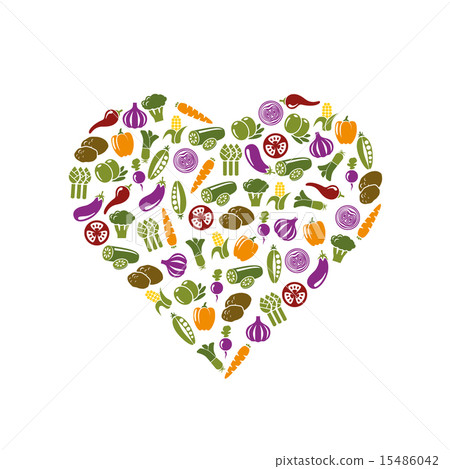 vegetable icons in heart 15486042
