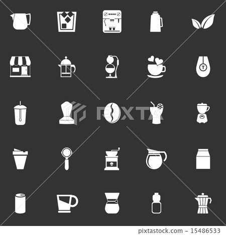 Coffee and tea icons on gray background 15486533