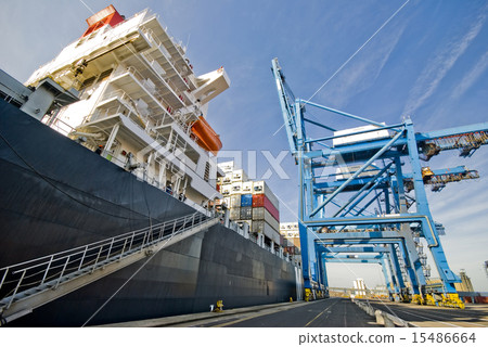 container operation in port with cranes and gantry 15486664