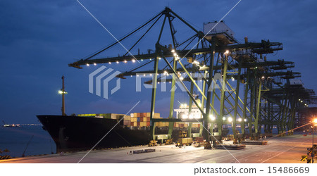 container operation in port with cranes Singapore container operation in port with cranes Singapore 15486669