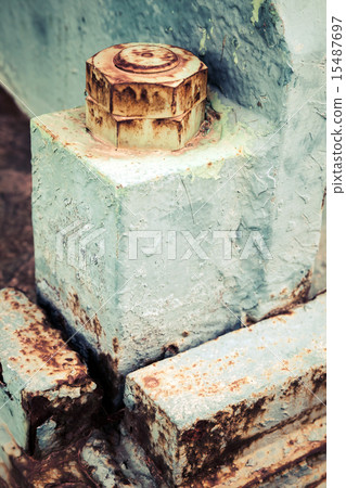 Old rusted industrial fragment, nuts and bolt Old rusted industrial fragment, nuts and bolt 15487697