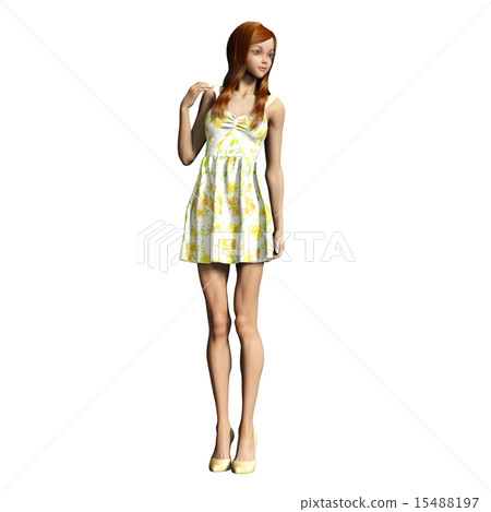 Model posing woman female perming 3DCG - Stock Illustration