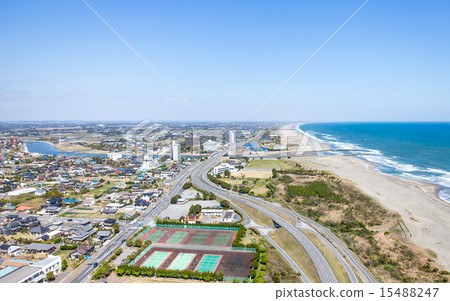 Aerial photograph of the beautiful coast and its surroundings 15488247
