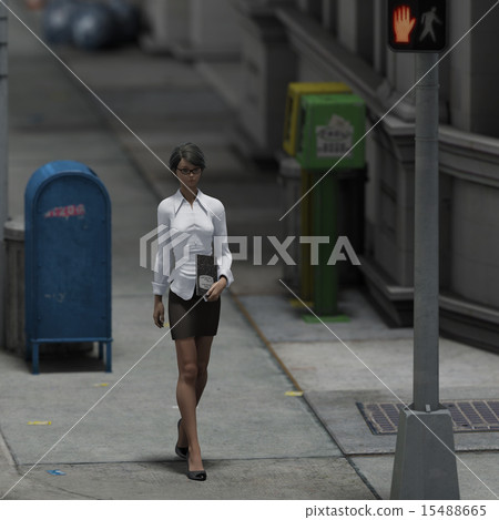  Business woman walking dramatically in the city business perm 15488665