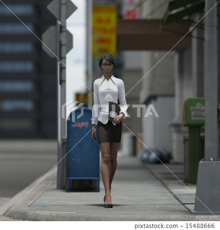  Business woman walking dramatically in the city business perm 15488666