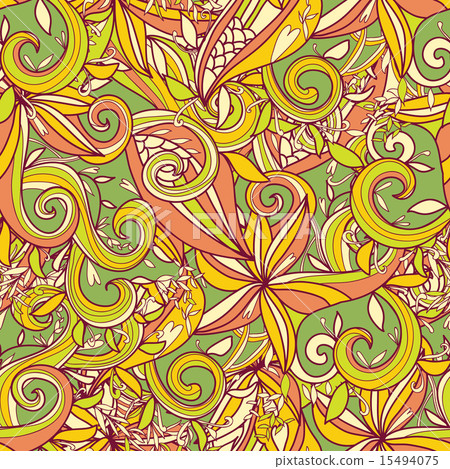 Abstract hand-drawn wave floral pattern Abstract hand-drawn wave floral pattern 15494075