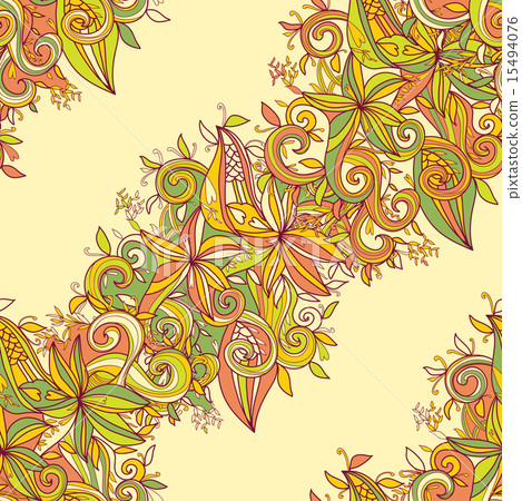 Abstract hand-drawn wave floral pattern Abstract hand-drawn wave floral pattern 15494076