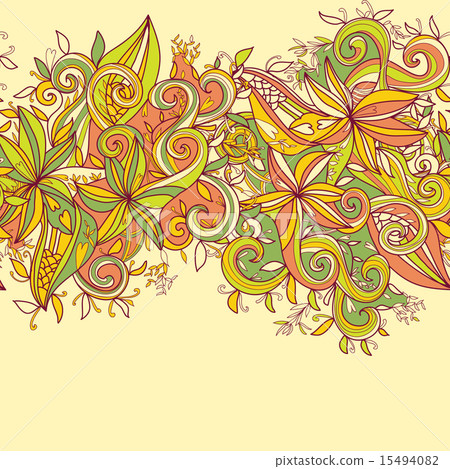 Abstract hand-drawn wave floral pattern Abstract hand-drawn wave floral pattern 15494082