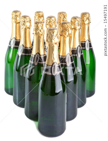 Sparkling wine bottles on a white background Sparkling wine bottles on a white background 15497191